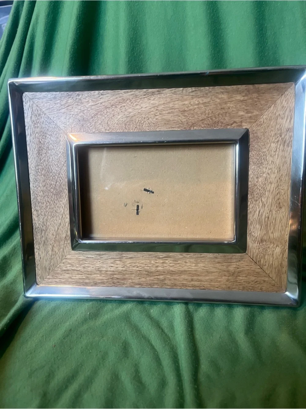 Pottery Barn Brushed Nickel & Wood Picture Frame | Discontinued | Modern Decor